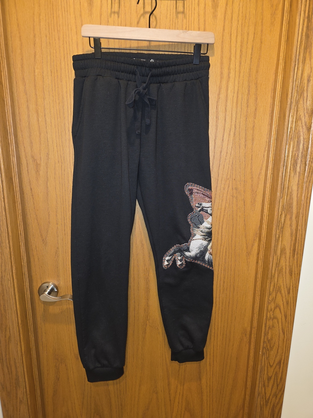 Black Men's Jogger Sweatpants with Tapestry Accent
